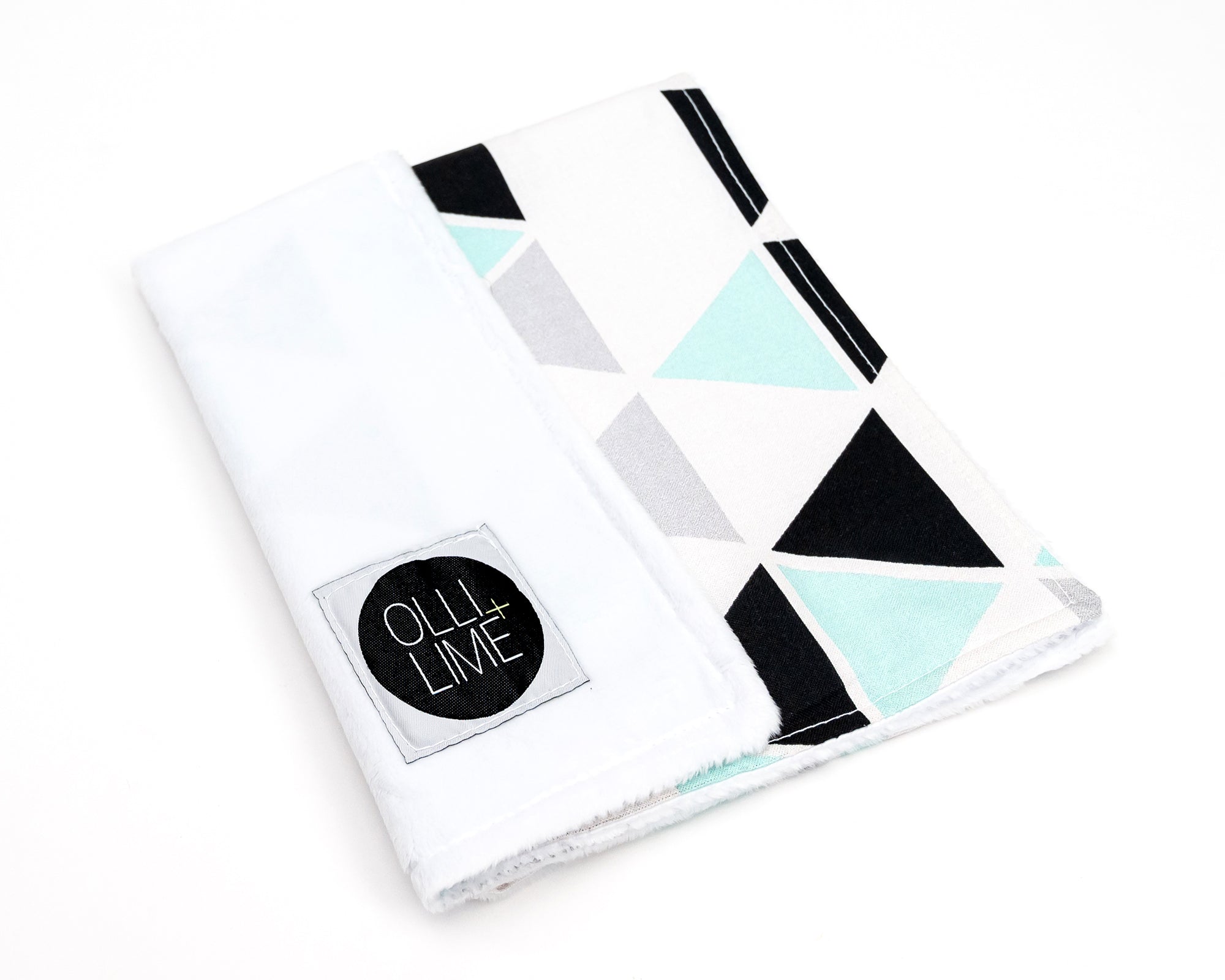 Minty Origami - Mint + Monochrome Triangle Security Blanket Lovey